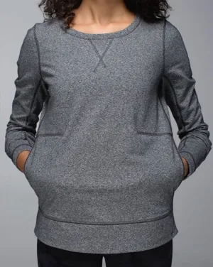 Lululemon Exhalation Pullover II in Heather Marled Black Size 12 thumbnail 1