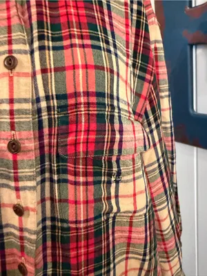 Lauren Ralph Lauren Tan Plaid Button-Up Jacket with Red, Green & Navy thumbnail 3