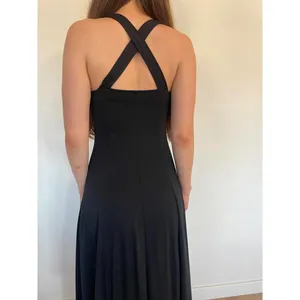 Black Midi Cross Back Square Neck Fit and Flare Dress thumbnail 7