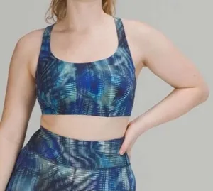 Lululemon Wunder Train Bra‎ Medium Support Shapeshifter Flux Blue Multi size 2 thumbnail 1