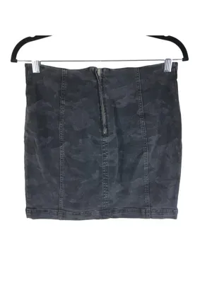 Free People Mini Skirt Denim Stretch Camouflage Gray 10 thumbnail 2