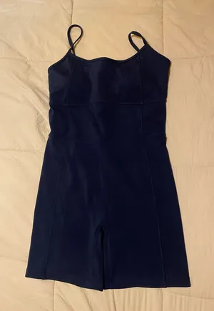 Fabletics Motion365+ Short Jumpsuit Navy 4” Size Medium thumbnail 1