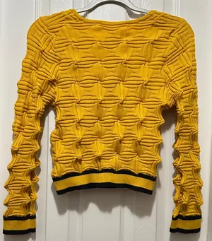SHEIN Mustard Yellow Textured Cropped Cardigan – Size L thumbnail 2