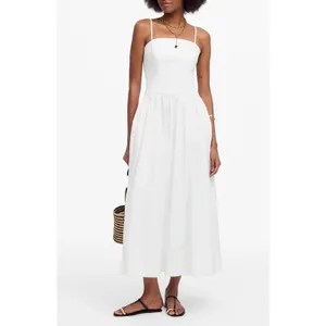 Madewell White Seamed Poplin Midi Sundress Size 6 Drop Waist Chic Quiet Luxury thumbnail 3