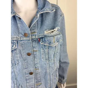 Cute Distressed Levi Jacket Size XL Blue thumbnail 3