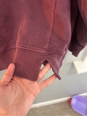 aerie Washed Burgundy Crewneck Sweatshirt oversized small boho Crewneck thumbnail 6