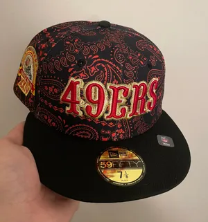 New Era Myfitteds San Francisco 49ers paisley red 30th anniversary Super Bowl patch size 7 1/8 brand new thumbnail 2