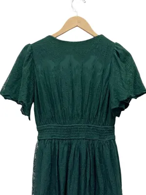 NWT Baltic Born Milena Midi Dress Medium Green Lace Smocked Waist Flutter Sleeve thumbnail 8