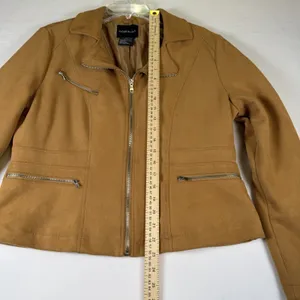 Ookie‎ & Lala Faux Suede Moto Jacket Size L thumbnail 5
