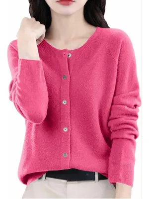 NEW Rose Red Pearl Button Cardigan M thumbnail 1