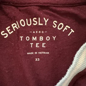 Aeropostale maroon blue Long Sleeve Seriously Soft Striped Tomboy Tee XS thumbnail 3