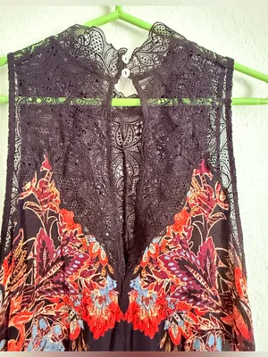 Free People Marsha Black Print Lace Slip Dress thumbnail 6
