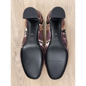 Donald Pliner Snakeskin Pumps Size 8 Burgundy Plum Brown Block Heel new thumbnail 3