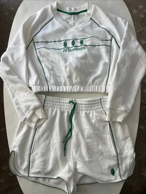 FP Movement Seeing Double 2 Piece Matching Set - Sweater Shorts White Green XL thumbnail 4