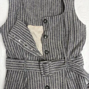 Banana Republic Linen-Blend Button Midi Dress Women's 6 Gray Pinstripe Chic Work thumbnail 8