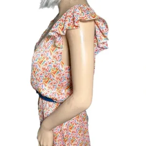 Chelsea & Violet Sz XS Floral Dress Lined Short Sleeve Belted Cottagecore Mini thumbnail 6
