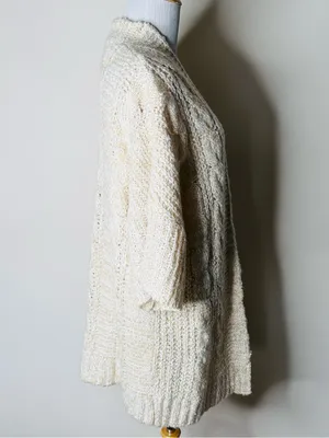 POL Ivory Chunky Knit Short Sleeve Cardigan thumbnail 4