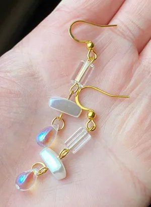 Handmade gold stainless chain cute unique chic fairy style dangle earrings🩵 thumbnail 5