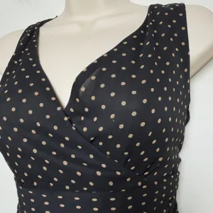 VTG 90s Harold's Womens 100% Silk Dress 6 Black Polka Dot Babydoll Pinup Wedding thumbnail 3