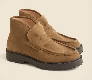J.Crew Lug‎ Sole Suede Loafer Boots Women's 7 Tan Academia thumbnail 1