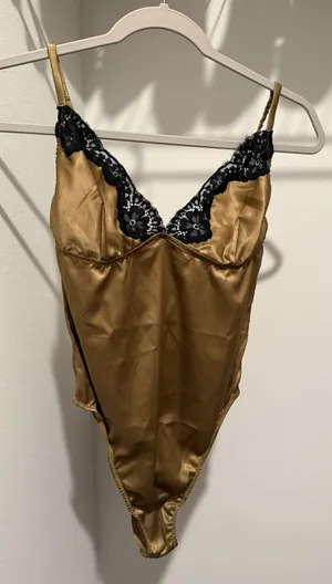 Satin Lace Trim Bodysuit Victoria’s Secret thumbnail 1