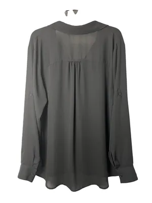 Maurices Women's XXL Black Button Front Blouse Roll Tab Sleeve Semi Sheer Used thumbnail 2
