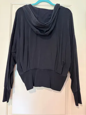 Athleta Black Zip-Up Hoodie Slouchy Fit Size M thumbnail 2