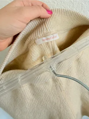 Chloé See by Chloe Cozy Ribbed Knit Wool Shorts in Beige Tan Cream S thumbnail 4