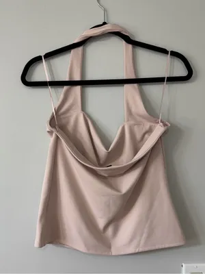 Express Blush Pink Cowl Neck Halter Top Size Large thumbnail 2