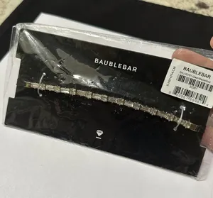 Baublebar Silver Tone Black Ribbon Clear Rhinestone Choker Necklace Adjustable thumbnail 1