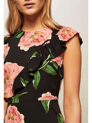 Miss Selfridge Floral Print Asymmetric Frill Skater Dress Cap Sleeve Ruffle Mini thumbnail 3
