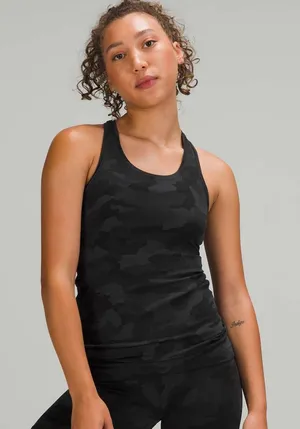 Lululemon Cool Racerback Tank Top Deep Coal Camo Size 12 Nulu Yoga Gym thumbnail 1