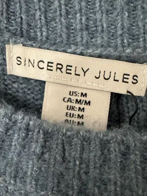 Sincerely Jules Blue Ribbed Cropped Sweater Size M thumbnail 3
