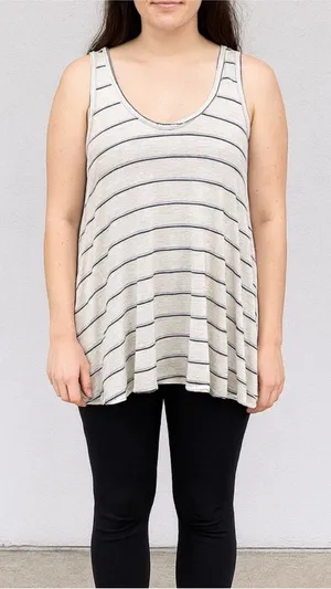 Urban Outfitters Size Medium White and Blue Flowy Striped Tank Top thumbnail 1