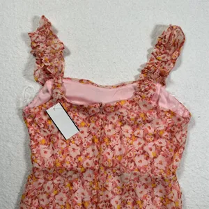Lush Midi Dress Women's Medium Dusty Rose Yellow Floral Print Ruffle New thumbnail 9