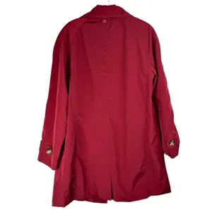 London Fog Red Button Front Trench Coat Jacket Sz Medium Plaid Flannel Lined thumbnail 2