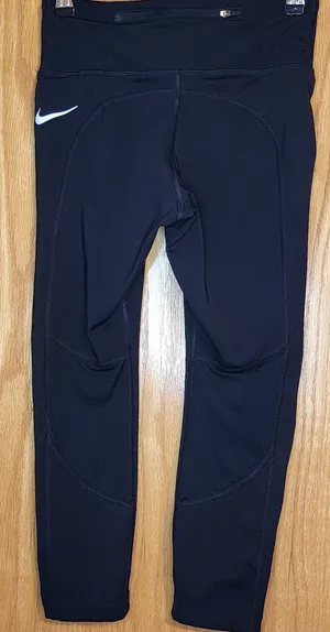 Nike DRI- FIT Women's Black Athletic Leggings with White Swoosh Small thumbnail 1