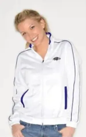 NFL BALTIMORE RAVENS White Light Weight Track Jacket Coat Bling Womens Medium thumbnail 1