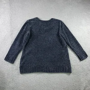 ORVIS‎ V Neck Chenille Knit Sweater Women XL Blue Marled Long Sleeve Cozy Casual thumbnail 3