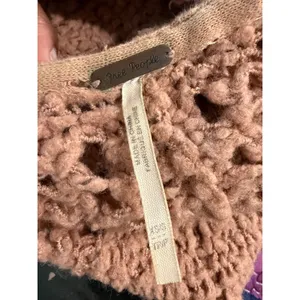 Free People Womens XS/S Oversized Chunky Open Knit Cardigan Terracotta Rose Boho thumbnail 5