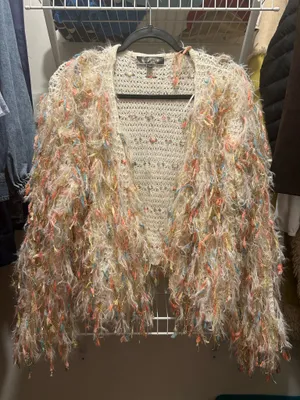 Blue Blush colorful shaggy sparkle cardigan thumbnail 1
