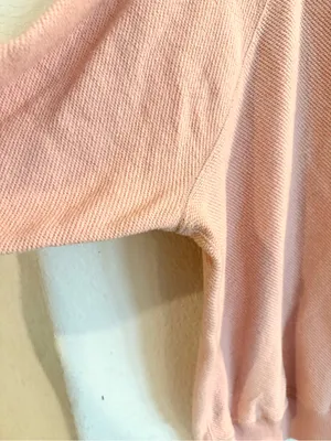 NWT AERIE Womens Top Pink Raglan Diagnal Weave Long Sleeve Pull Over Size Medium thumbnail 5