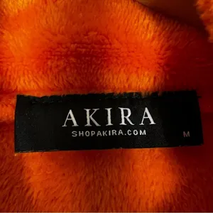 Akira Cozy Fleece Pullover Womens M Orange Cropped Half Zip Faux Fur Plush Y2K thumbnail 5