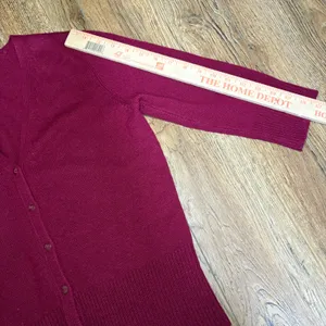 VTG y2k Gap Burgundy Wool Angora Cashmere 3/4‎ Sleeve Cardigan Sweater Small thumbnail 3