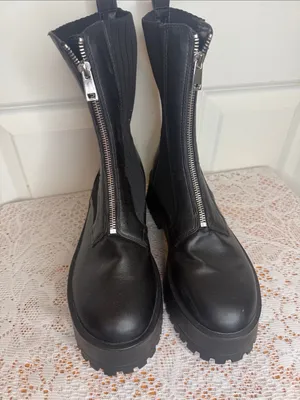 Azalea Wang Kennedy knit top faux leather zip up Platform Boots sz 7.5 thumbnail 4