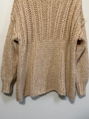 Free People Be There Chunky Knit Sweater Size Small Beige Oversized Neutral thumbnail 6