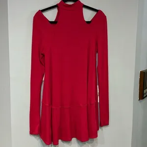 Free People Downtown Girl flowy high neck tunic Apple Valley red‎ size S NWT thumbnail 5