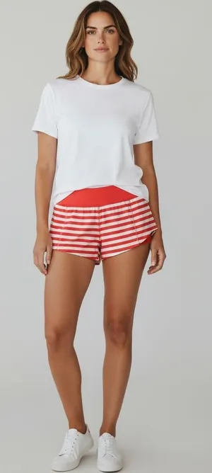 Lululemon Run Light As Air Short Fearless Red Waldo Stripe 2012 Seawheeze Size 8 thumbnail 1