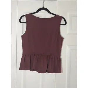 Brooks Brothers Peplum Top Womens Size S Burgundy Sleeveless‎ Ponte Knit Career thumbnail 3