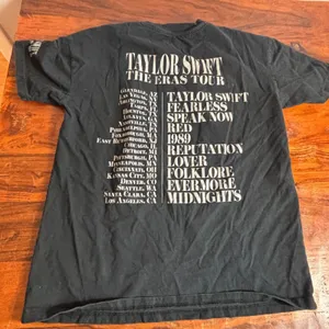 Taylor Swift The Eras Tour Black‎ Graphic T-Shirt Concert Merch Small US Dates thumbnail 6